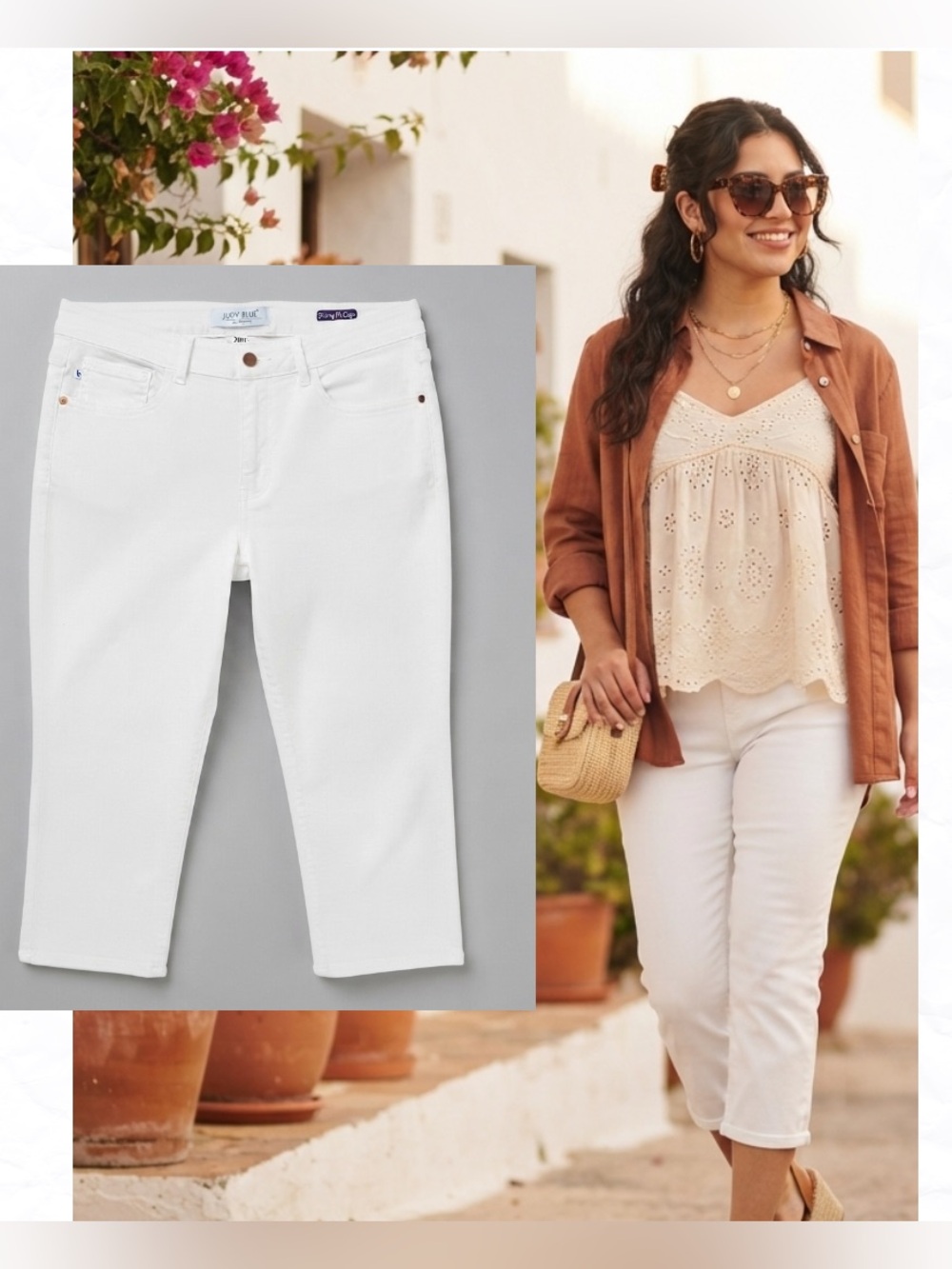 Judy Blue White Skinny Fit Capri Jeans Size 20W Plus Size Cropped Denim